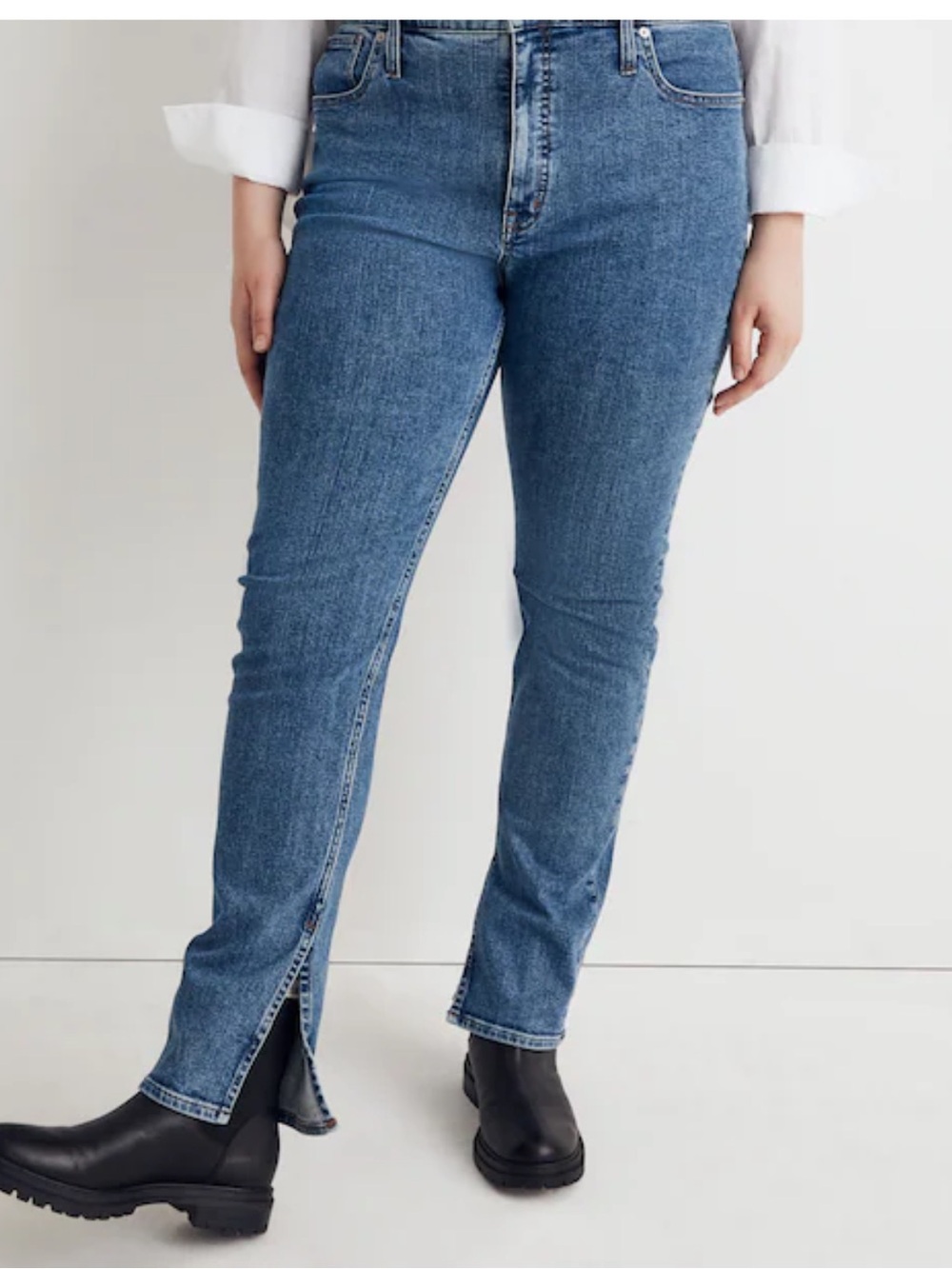 Madewell‎ Stovepipe full length  Jeans Medium Blue with Ankle Split 31
